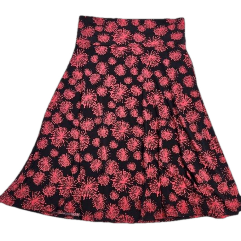 3/$25 LuLaRoe navy and pink print skirt size Medium